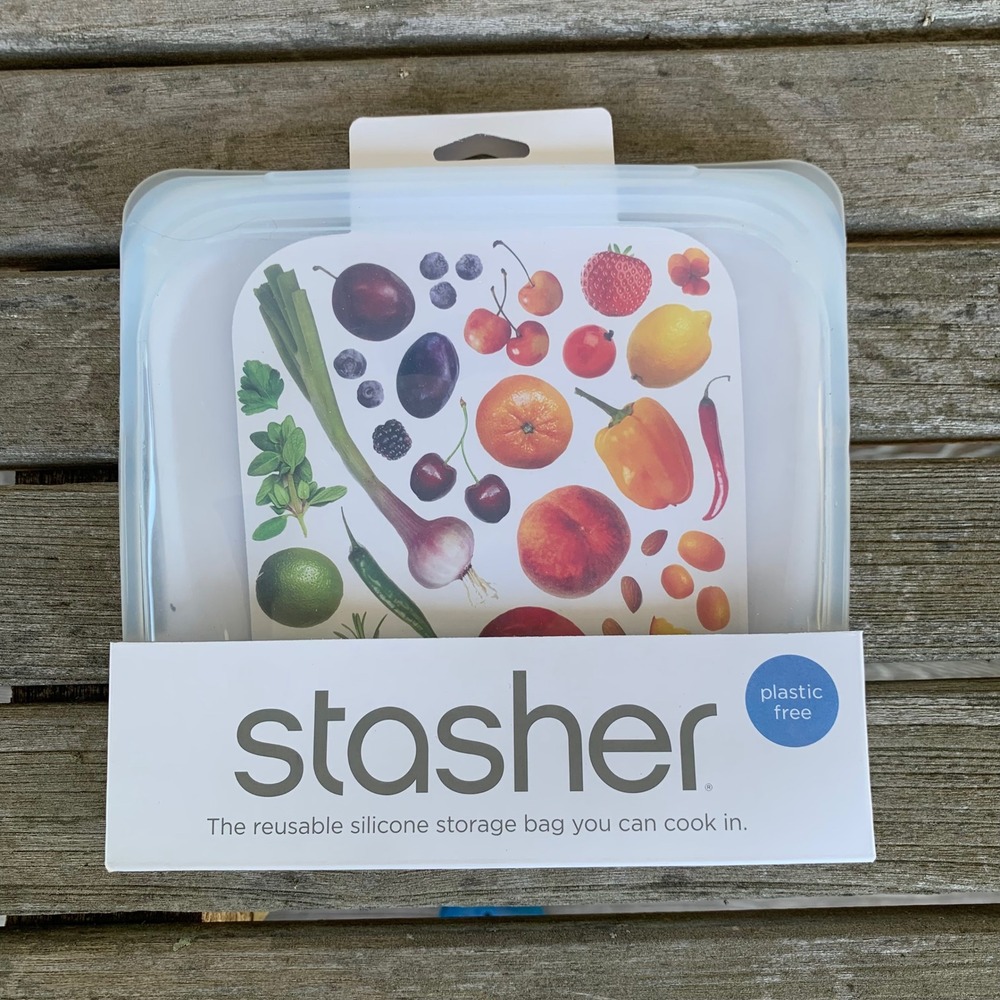 Stasher Reusable Silicone Sandwich Storage Bag Clear 15oz BPA-free STSB00 NEW